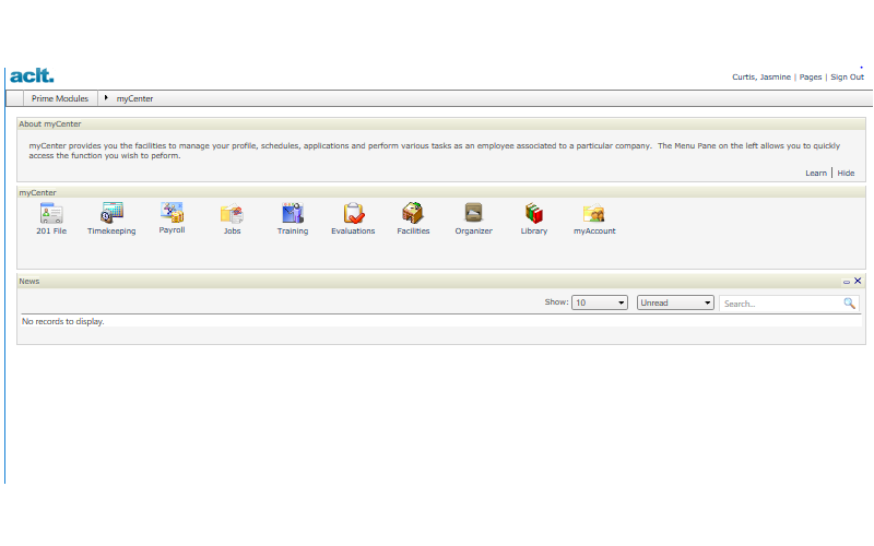 Manager portal navigation screen
