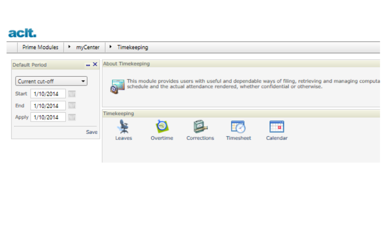 Employee timekeeping interface