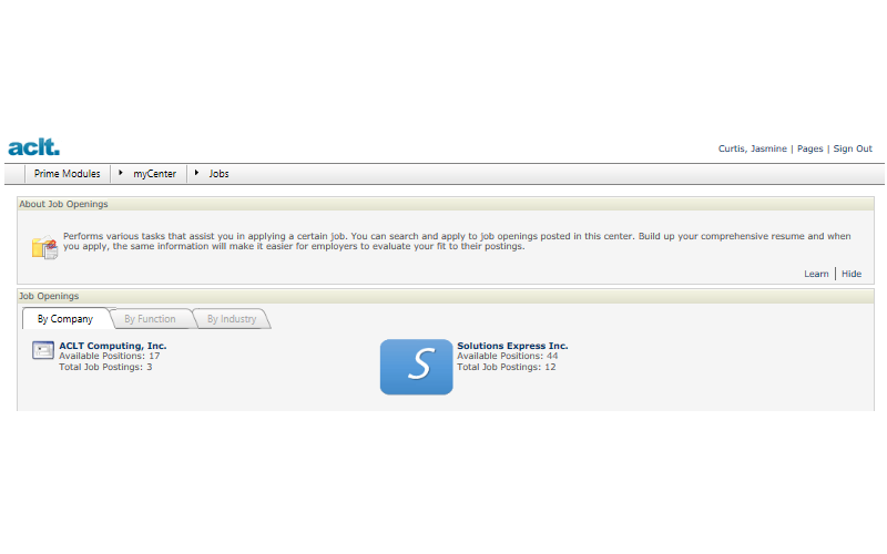 Internal job opportunities interface