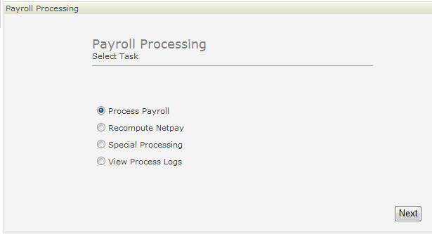 Payroll processing interface