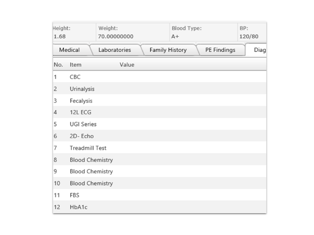 Employee medical record screen